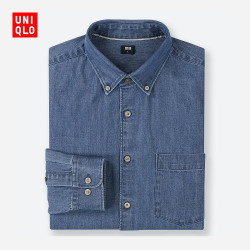 优衣库 0点：男装 牛仔衬衫(水洗产品)(长袖) 414565 优衣库UNIQLO