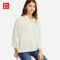 优衣库 优衣库 UNIQLO 414173 女装 麻混纺衬衫(七分袖)