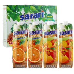 safari 萨法瑞 橙汁1L*2瓶 + 桃汁1L*2瓶 礼盒装  *8件