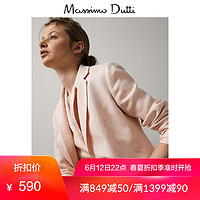 春夏大促 Massimo Dutti 女装  休闲修身版亚麻人字细纹西装外套 06043909643