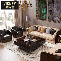 卫诗理 现代美式真皮实木沙发 欧式简约123沙发组合客厅家具CR