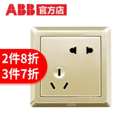 ABB 开关插座面板德逸金色86型开关五孔电源墙壁插座面板套餐合集家用开关插座一站式 五孔1只装 *3件