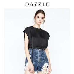 DAZZLE 地素 新款 桑蚕丝字母刺绣宽松无袖小上衣女 2A2D219