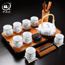 万庆兴 竹制密胺茶盘 提梁壶青竹茶具 *3件