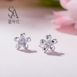 Silverage 银时代 S925银小雏菊花朵耳钉 *2件