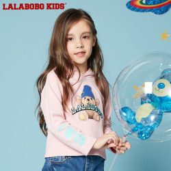 LALABOBOKIDS 秋季新品短款连帽套头衫儿童卫衣|L02C-KNTS36