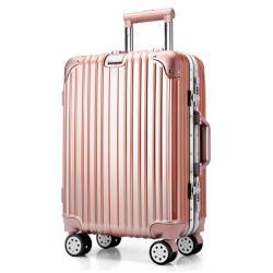 SWISSGEAR 登机箱铝框20英寸 拉杆箱万向飞机轮TSA海关锁男士商务出差旅行箱包学生行李箱 SA-7120 玫瑰金