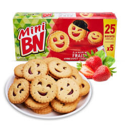 法国进口 麦维他蓓恩(BN)草莓味迷你夹心饼干 早餐零食175g *10件