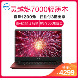戴尔(DELL)燃7000 14英寸灵越轻薄本学生本笔记本电脑(i5-8265U 8G 256GBSSD 2G独显)