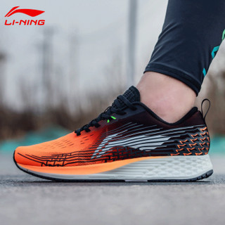 LI-NING 李宁 ARBP037 竞速慢跑鞋运动鞋 (荧光耀橙/标准黑/标准白、42)