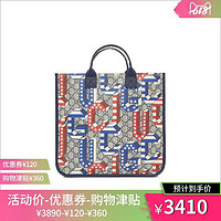 GUCCI/古驰 19春夏蓝红拼色时尚百搭印花女士帆布手提包购物袋