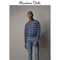 Massimo Dutti 00110011401 男装 标准版格纹棉质衬衫男士时尚格子长袖衬衣