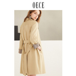 oece2018秋装新款女装 简约英伦翻领优雅中长款风衣外套秋女 *3件