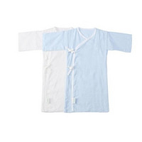 全棉时代  婴儿纱布连体服 长款 2件装 蓝色+白色