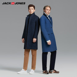JackJones杰克琼斯冬男条纹毛呢子大衣外套218427514
