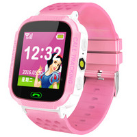 anyrec儿童电话手表学生360度生活防水智能触屏定位手表手机男女孩 粉 黑色 粉色 硅胶