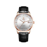BOREL 依波路 雅丽系列 GGR5690-212BK 男士自动机械手表 39mm 银色 黑色 牛皮