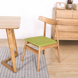 约纳家居  家用实木餐椅 简约韩式椅 原木色（绿色坐垫） 韩式椅*2