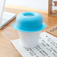 喜禾 Hiho 时尚迷你垃圾桶 酷哥桌面带帽收纳桶 创意办公桌塑料 储物盒小纸篓 sl-053 (蓝色头盖)