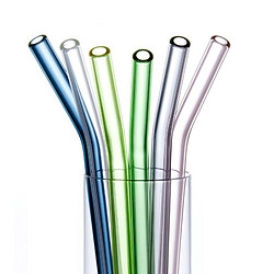 TQVAI 华派 玻璃吸管 192mm 2支装 直/弯款可选 送吸管刷