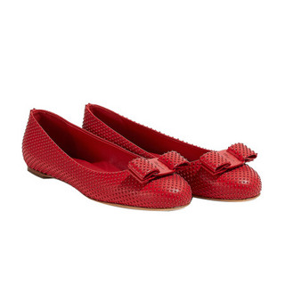 Salvatore Ferragamo 菲拉格慕 女士红色羊皮革芭蕾平底鞋 0705176_1D _ 80