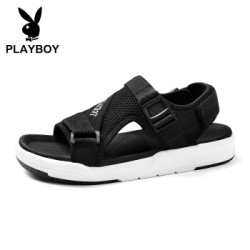 花花公子(PLAYBOY)凉鞋 男鞋韩版透气休闲鞋潮流百搭沙滩鞋 DA73083 黑色 40