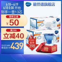 碧然德（BRITA）海洋净水壶配三代芯＋Maxtra去水垢专家版滤芯12枚，共13芯