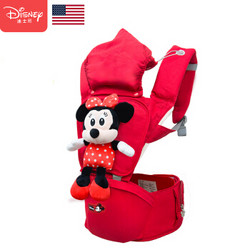 迪士尼（Disney）婴儿背带腰凳宝宝四季多功能通用单凳夏透气前抱式儿童坐凳 米妮红