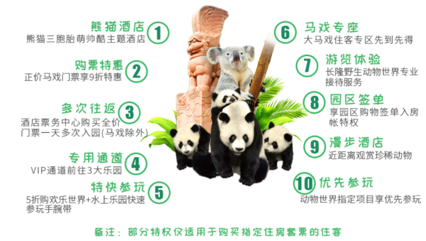9月早鸟! 广州长隆熊猫酒店 2天1晚住宿套餐+动物世界2日畅玩 可选含午餐/晚餐套餐