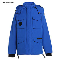 TRENDIANO 3JE4331880 新男装冬装潮流厚款多袋徽章连帽羽绒服外套