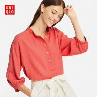 优衣库 10点:女装 麻混纺立领上衣(七分袖) 415678 优衣库UNIQLO