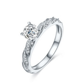 周六福 珠宝女款钻石戒指时尚群镶订婚钻戒 KGDB023445 30分 SI/H
