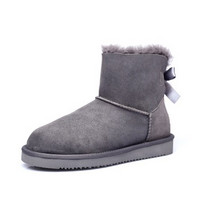 Mubo 牧宝 澳洲专柜同款羊皮毛一体保暖休闲甜美丝带蝴蝶结款雪地靴 GX8055 灰色 39