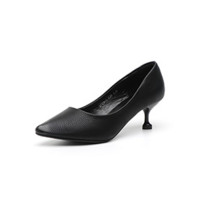 玫蒂莎 时尚尖头办公工作细跟5cm简约单鞋女 2709-1 黑色 35