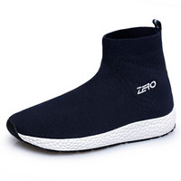 ZERO 中年男士健步飞织舒适透气老人防滑软底健康袜子靴中筒户外休闲布鞋 K82508M 深蓝 45