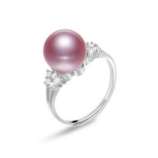 卡雷尼奥.杜兰（Carrenoduran）10-11MM紫色淡水珍珠戒指925银可调节送女友礼物 JZ01012