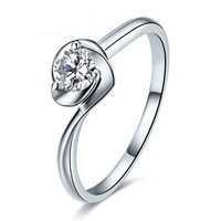 鸣钻国际 唯爱 白18k金钻戒 钻石戒指结婚求婚女戒 情侣对戒女款 约14分 16号