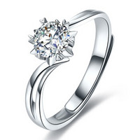 花好玉缘 错臂雪花 白18k金30分钻戒 钻石戒指结婚求婚女戒 情侣对戒女款 0.3克拉 F-G/SI