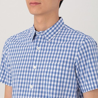 無印良品  無印良品 MUJI M8SC728 男式棉平纹格子短袖衬衫