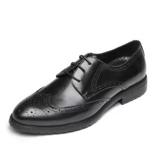 SATCHI 沙驰 新款潮流男士皮鞋低帮鞋子复古布洛克商务休闲鞋 40722001Z  黑色 38