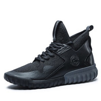 Haut Ton 皓顿 男鞋休闲鞋韩版板鞋系带运动鞋子男 011 黑色 38