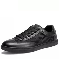 Haut Ton 皓顿 男鞋休闲鞋韩版板鞋系带小白鞋子男 9372XB086 黑色 41