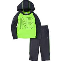 New Balance 男婴长袖连帽上衣和裤子套装