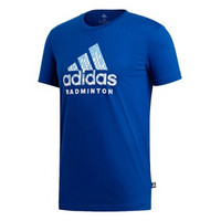 adidas 阿迪达斯 运动服男款 全棉短袖T恤羽毛球服棉质上衣  CATEGORY系列  BM DI0449 蓝色 XL码/185