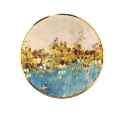 新中式圆形装饰画 铝合金轻奢挂画玄关北欧风壁画 晶瓷挂画