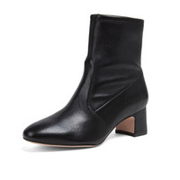 STUART WEITZMAN 斯图尔特·韦茨曼 SW 女士NIKI 60系列黑色牛皮中跟短靴 NIKI 60 BLACK STR NAPPA 36.5