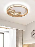北欧风格灯具现代简约房间led卧室创意客厅儿童房原木圆形吸顶灯