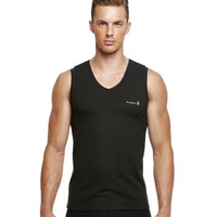 PLAYBOY 花花公子 男士背心男运动打底宽肩V领汗衫 7540 黑色 XXL (黑色、XXL)