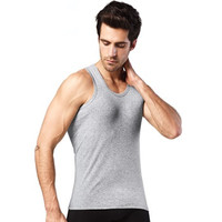 雪中飞 SNOWFLYING 男士背心 纯棉背心男薄款汗衫修身弹力吸汗透气休闲运动无袖打底衫 麻灰175 (麻灰色、L、棉)