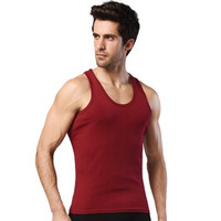 雪中飞 SNOWFLYING 男士背心 纯棉背心男薄款汗衫修身弹力吸汗透气休闲运动无袖打底衫 酒红180 (红色、XL、棉)